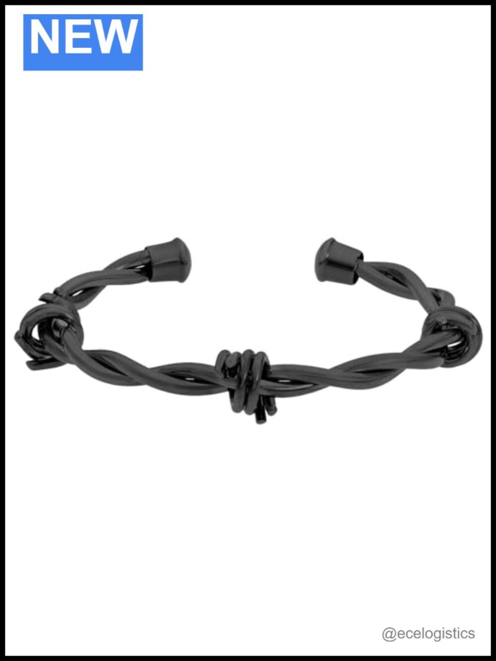 Stainless Steel Barbed Wire Bangle Bracelet Black Ion Plating